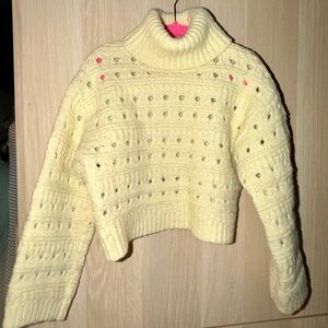 Zara Kids Pale Yellow Knit Turtleneck Sweater
